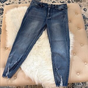 Simple Society Distressed Hem High Waist Jeans